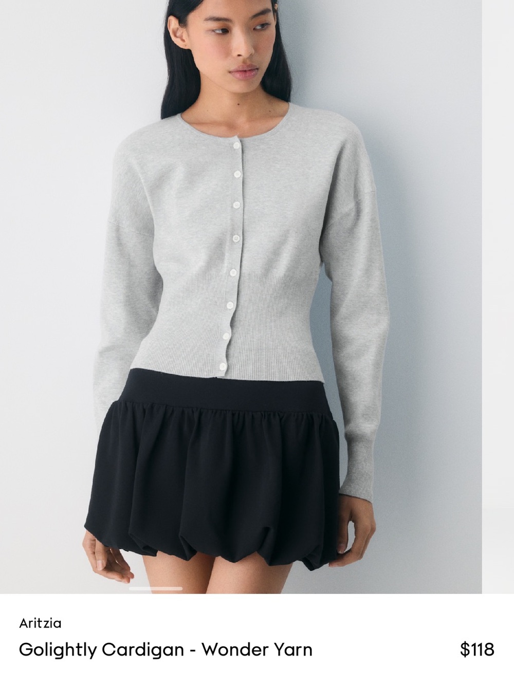 Aritzia GOLIGHTLY Light Gray Crewneck Cardigan